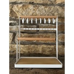 Wood and White Bath Vanity Tray